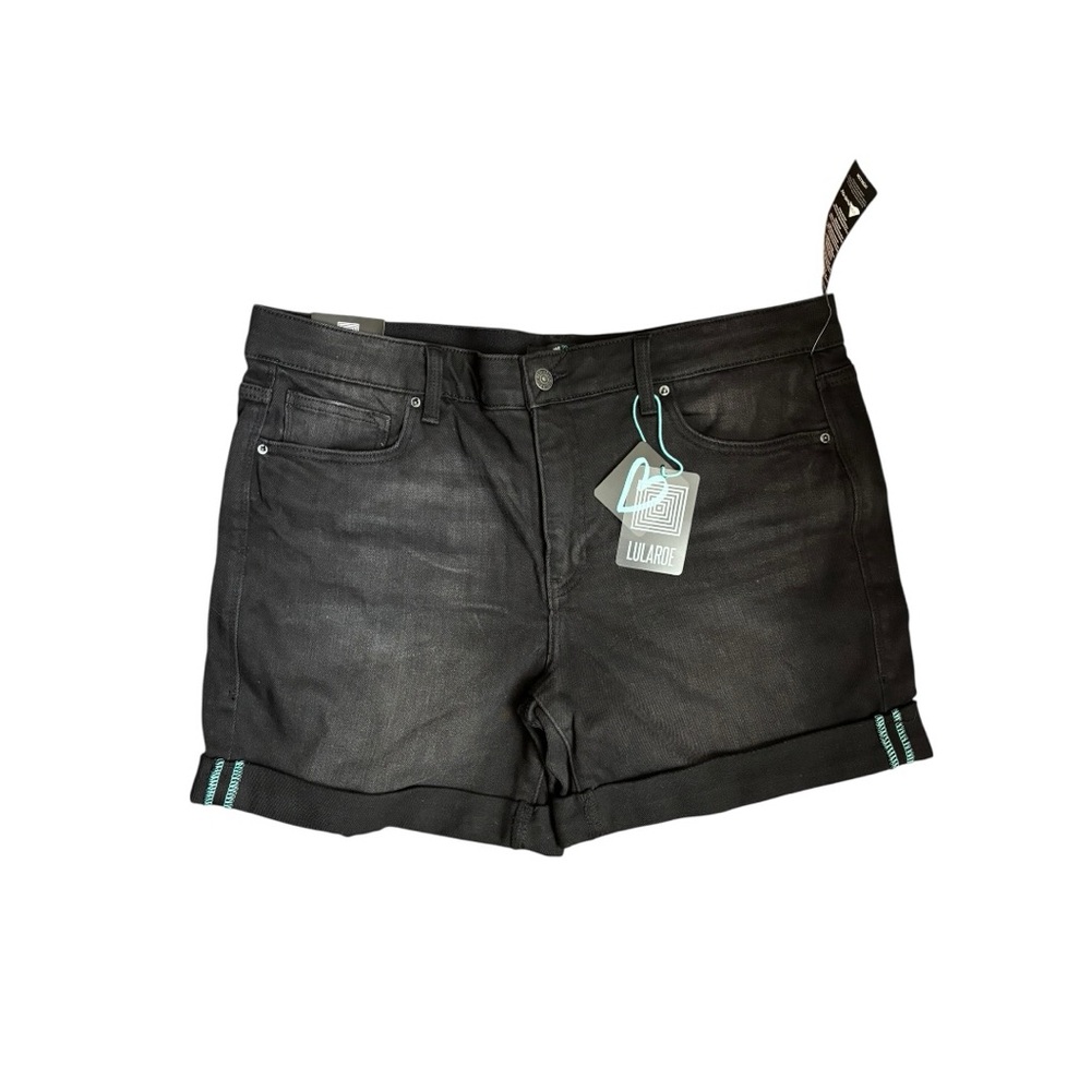 Lularoe Boyfriend Denim Shorts Black Size 32 Lycra Spandex fabric
